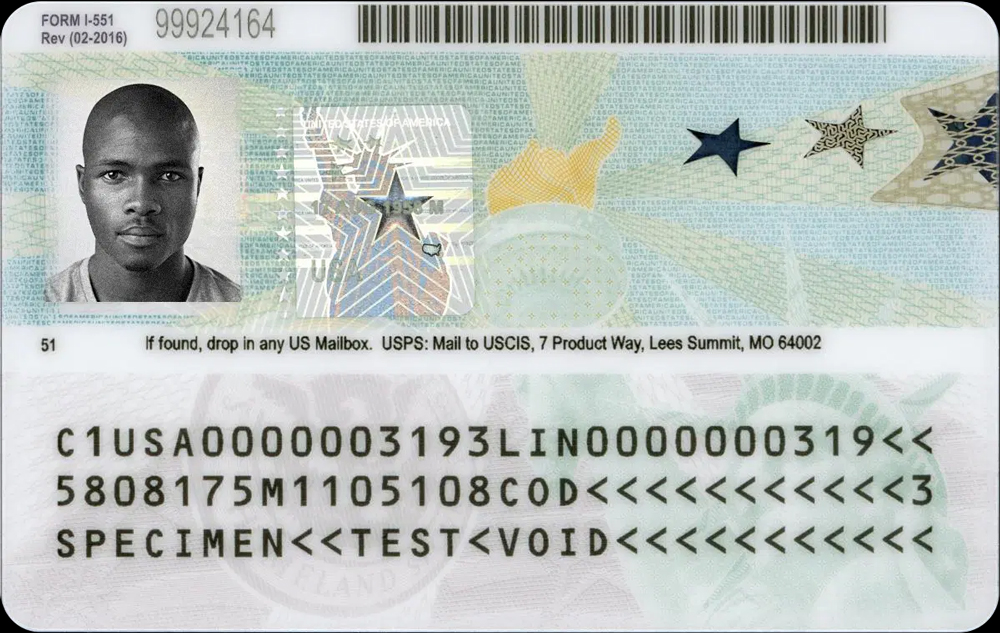 Mẫu I-551 trên thẻ xanh của thường trú nhân Mỹ