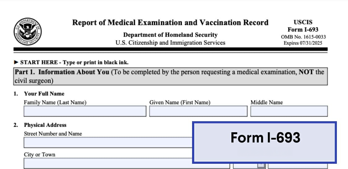 USCIS Bắt Buộc Nộp Đồng Thời Mẫu I-693?