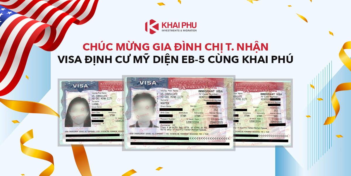 Chúc Mừng Gia Đình Chị T. Nhận Visa Định Cư Mỹ Diện EB-5