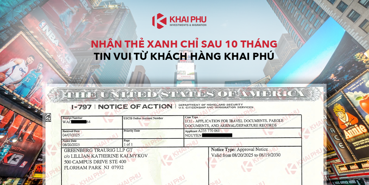 NHẬN THẺ XANH CHỈ SAU 10 THÁNG
