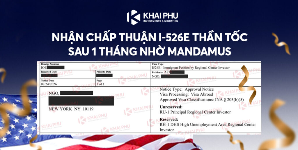 Nhận chấp thuận I-526E